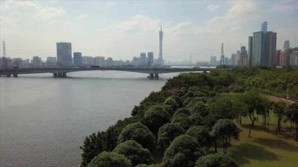 Guangzhou Jan Guangzhou Kanton Toren Guangzhou China Kleurrijke Dag Tijd — Stockvideo