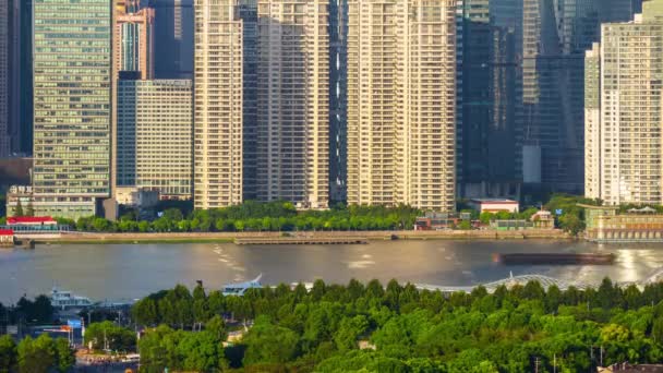 Heure Soir Shanghai Paysage Urbain Pudong Centre Ville Tops Baie — Video