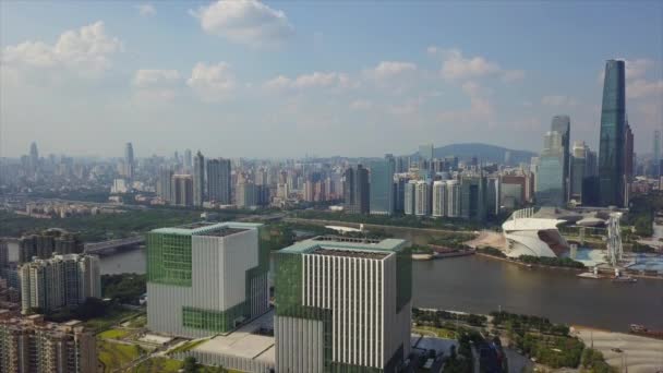 Día Hora Guangzhou Paisaje Urbano Industrial Panorama Aéreo Material Archivo — Vídeos de Stock