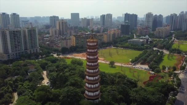 Dag Guangzhou Industriële Stad Landschap Luchtfoto Panorama Beeldmateriaal Porselein — Stockvideo