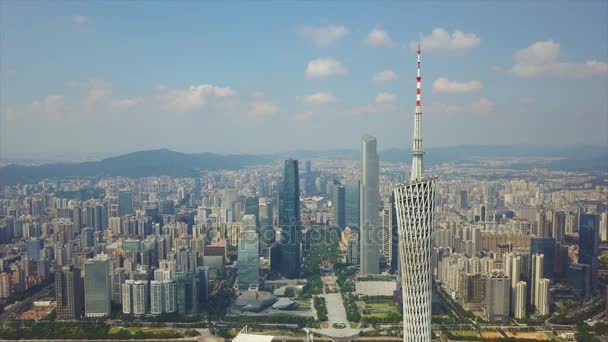Kanton Jan Guangzhou Kantonu Wieża Telewizyjna Guangzhou Chiny Kolorowy Dzień — Wideo stockowe
