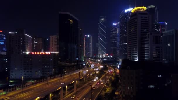 Notte Guangzhou Paesaggio Urbano Industriale Panorama Aereo Filmati Cina — Video Stock