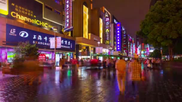 Noc Czas Ruchu Ulicach Szanghaju Chiny Zdjęcia Timelapse — Wideo stockowe