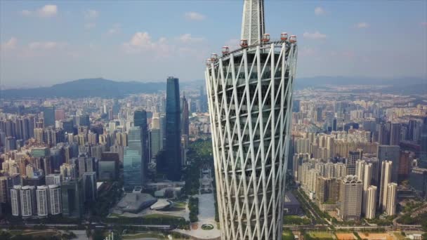 Guangzhou Jan Guangzhou Canton Tower Guangzhou Cina Colorata Scena Del — Video Stock