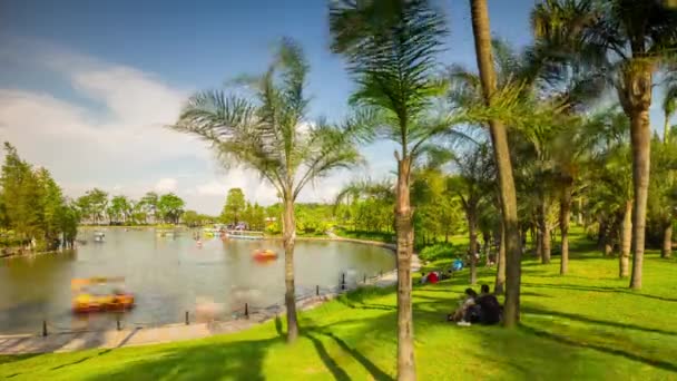 Dia Ensolarado Feriado Cidade Zhuhai Famoso Parque Jingshan Lago Panorama — Vídeo de Stock