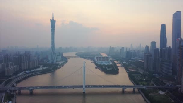 Guangzhou Jan Guangzhou Canton Televizní Věž Guangzhou Čína Barevný Den — Stock video