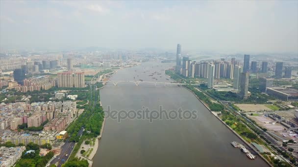 Nappali Guangzhou Ipari Városkép Légi Panoráma Felvétel Kína — Stock videók