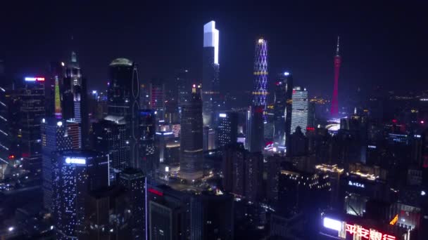Nocny Czas Guangzhou Przemysłowy Krajobraz Panorama Lotnicza Materiał Porcelana — Wideo stockowe