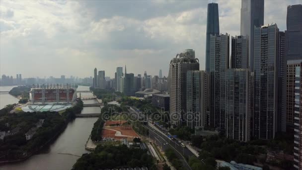 Dia Tempo Guangzhou Paisagem Urbana Industrial Panorama Aéreo Imagens China — Vídeo de Stock