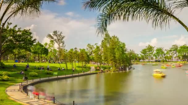 Solig Dag Semester Zhuhai Staden Berömda Jingshan Park Lake Panorama — Stockvideo