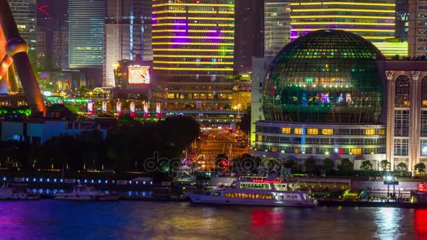 Natt Timelapse Trafik Shanghai Stadsbilden Antenn Panorama Kina — Stockvideo
