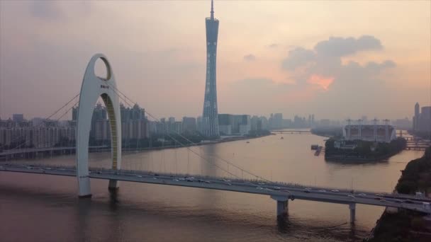 Guangzhou Ene Guangzhou Canton Tower Guangzhou China Colorida Escena Del — Vídeos de Stock