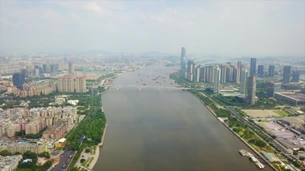 Ημέρα Ώρα Guangzhou Βιομηχανική Cityscape Εναέρια Πανόραμα Βίντεο Κίνα — Αρχείο Βίντεο