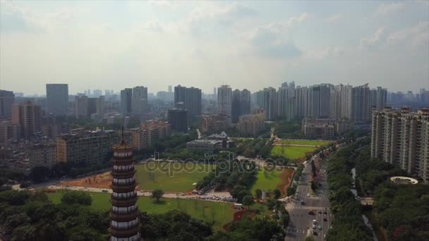 Giorno Guangzhou Paesaggio Urbano Industriale Panorama Aereo Filmati Cina — Video Stock