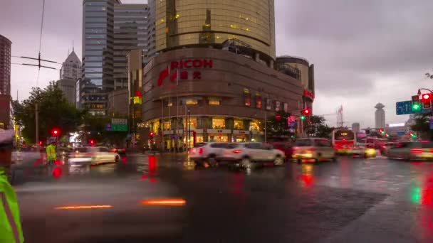 Дневное Движение Улицах Шанхая Timelapse Footage China — стоковое видео