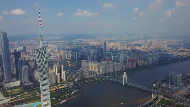 Guangzhou Jan Guangzhou Kanton Toren Guangzhou China Kleurrijke Dag Tijd — Stockvideo