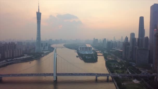 Guangzhou Jan Guangzhou Canton Tower Guangzhou Cina Colorata Scena Del — Video Stock