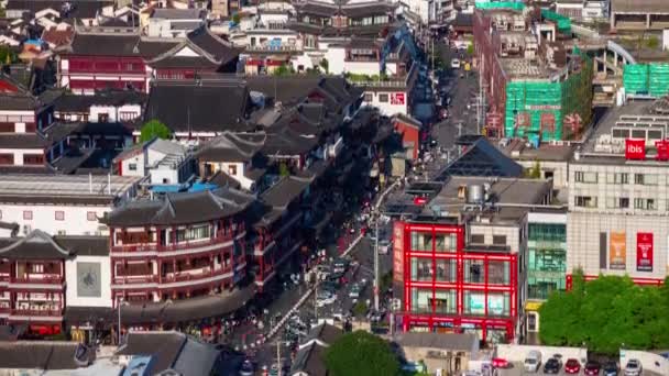 Day Time Traffic Shanghai Cityscape Aerial Panorama China — Stock Video