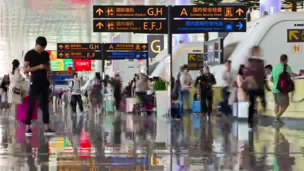 Шанхай Китай Время Люди Спешат Вокзал — стоковое видео