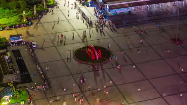 中国夜景照亮珠海城市交通街十字路口空中全景4k 延时 — 图库视频影像