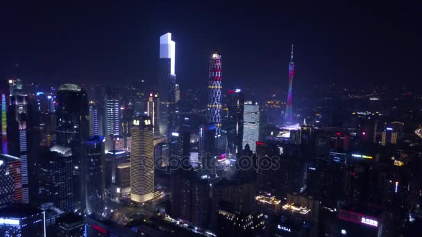 Gece Vakti Guangzhou Endüstriyel Şehir Havası Panoraması Çin Porseleni — Stok video