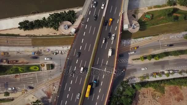 Hora Del Día Guangzhou Panorama Aéreo Paisaje Urbano Tráfico Timelapse — Vídeos de Stock