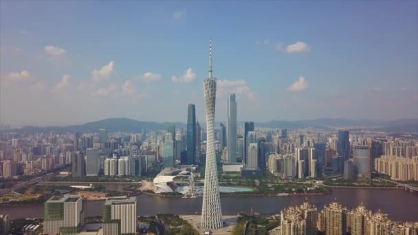 Guangzhou Jan Guangzhou Kanton Toren Guangzhou China Kleurrijke Dag Tijd — Stockvideo