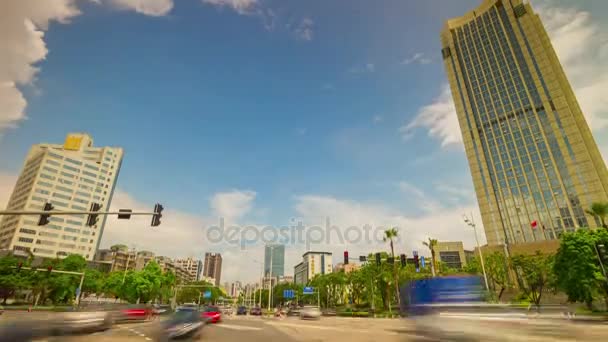 Zhuhai Ciudad Tráfico Calle Cruce Antena Panorama Timelapse China — Vídeos de Stock