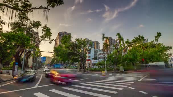 珠海城市交通街十字路口空中全景4K 时差中国 — 图库视频影像