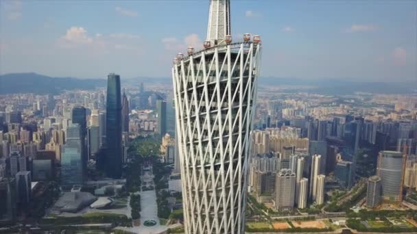 Guangzhou Jan Guangzhou Kanton Fernsehturm Guangzhou China Bunte Tageszeit Szene — Stockvideo