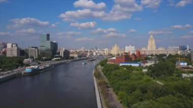 Moskova şehir nehir bay havadan görüntüleri panorama 4k Rusya 