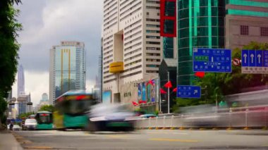 ünlü pudong cityscape hava trafik timelapse panorama 4 k Çin shanghai 