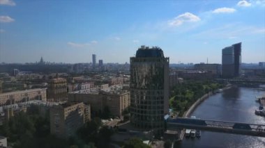 Moskova şehir nehir bay havadan görüntüleri panorama 4k Rusya 