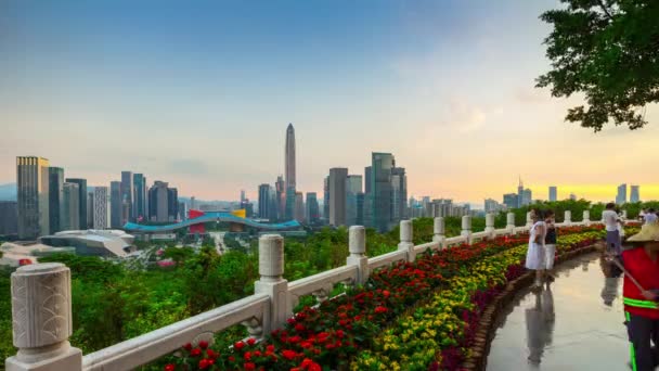 Shenzhen Çin Aralık 2017 Gün Işığı Kalabalık Panoramik Zaman Sukut — Stok video