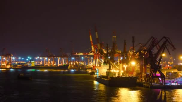 Zonsondergang Nacht Verlichting Stad Werken Poort Panorama Tijd Vervallen Omstreeks — Stockvideo