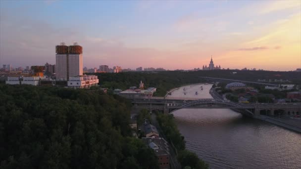 Moscú Ciudad Río Bahía Imágenes Aéreas Panorama Rusia — Vídeo de stock