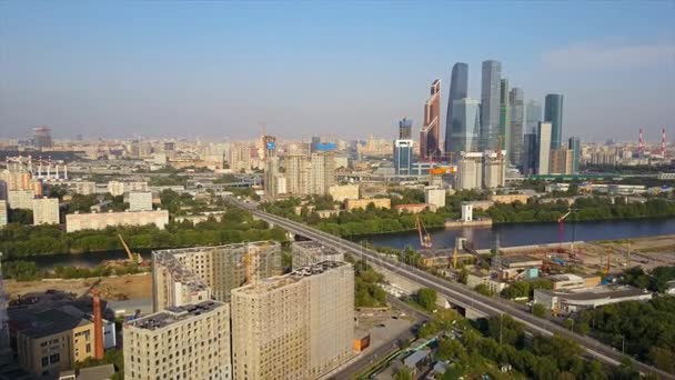 Mosca Città Fiume Baia Aerea Filmato Panorama Russia — Video Stock