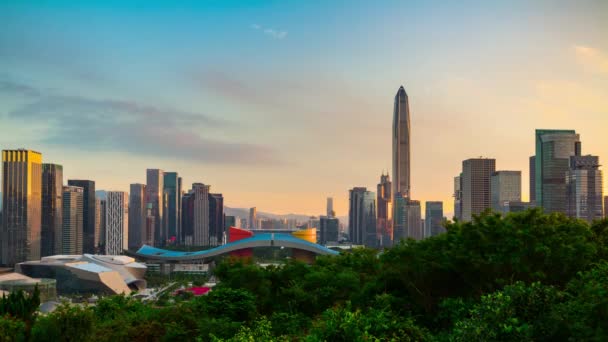 Shen Zhen Timelapse Stadsgezicht Beeldmateriaal Dag Tijd Panorama — Stockvideo