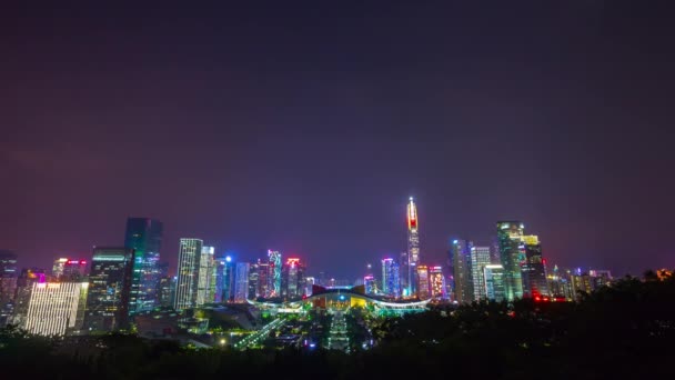 中国夜景照亮深圳城市风貌 — 图库视频影像
