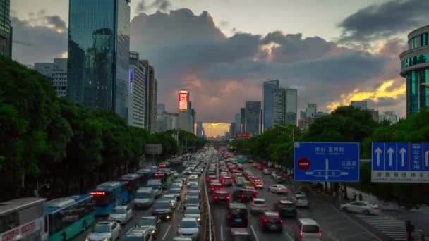 Шень Чжень Міський Пейзаж Трафіку Timelapse Кадри Панорама — стокове відео