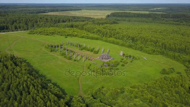 Zomer Dag Beroemde Nikola Lenivez Park Kunstobject Luchtfoto Panorama Rusland — Stockvideo