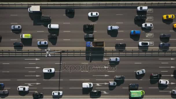 Moskva City Solig Dag Trafik Panorama Ryssland — Stockvideo
