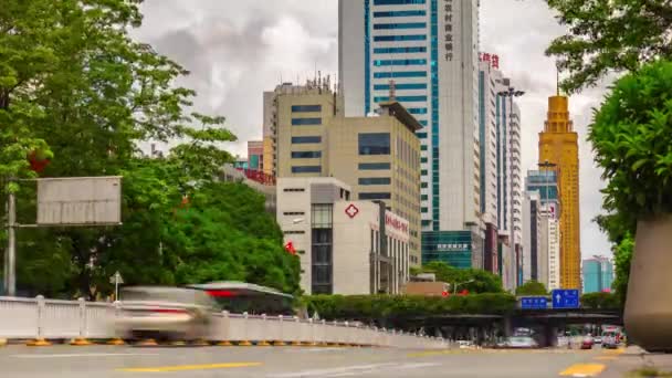 Shen Zhen Paisaje Urbano Tráfico Timelapse Metraje Panorama — Vídeos de Stock