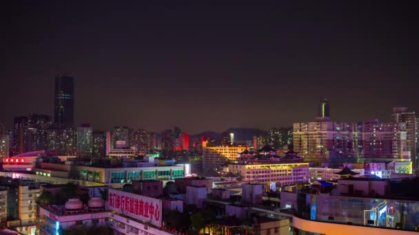 Kína megvilágított éjszakai shenzhen utca-és városrészlet — Stock videók