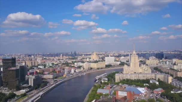 Moskau Stadt Flussbucht Luftaufnahmen Panorama Russland — Stockvideo