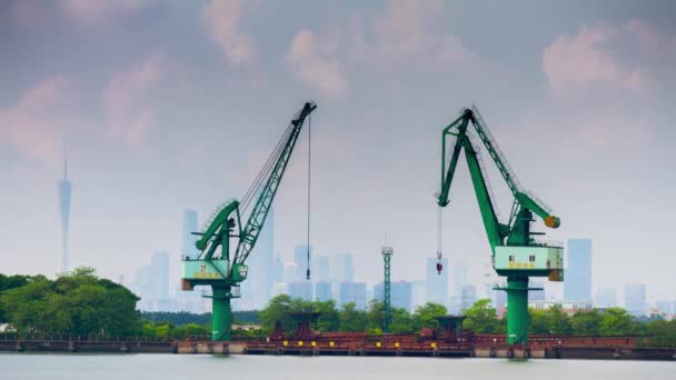 Jour Guangzhou Paysage Urbain Industriel Panorama Aérien Timelapse Images Chine — Video