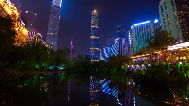 Paysage Urbain Industriel Guangzhou Nocturne Panorama Aérien Images Chine — Video