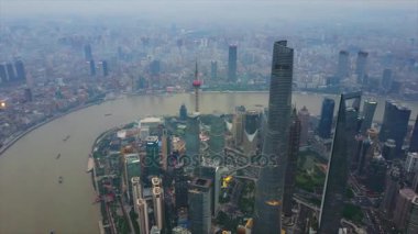 Şangay şehir manzarası havadan manzara 4k porselen