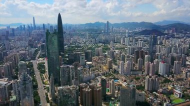 Shen Zhen cityscape görüntüleri gün zaman panorama