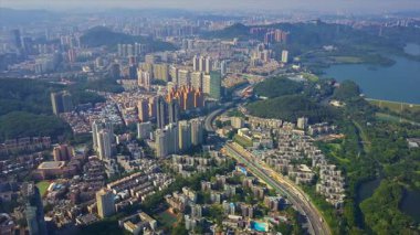 Shen Zhen cityscape görüntüleri gün zaman panorama